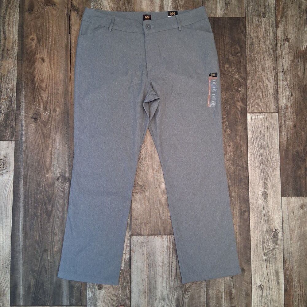 Lee Straight-Leg Comfort Trousers 16S Gray Office Career Business Casual